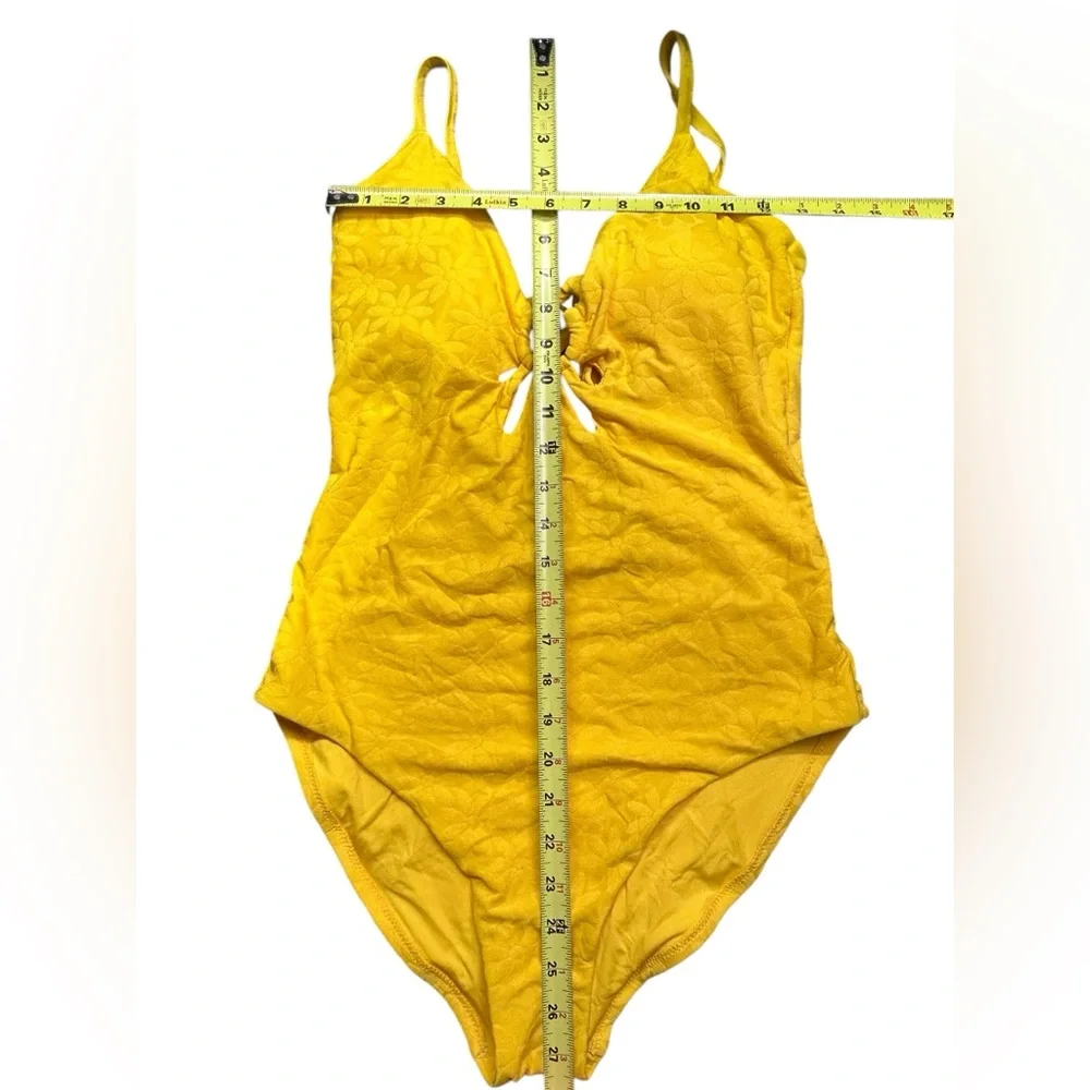 TRINA TURK yellow Joplin Jacquard Cutout Plunge One-Piece Swimsuit Size 12 NWT - Picture 9 of 11